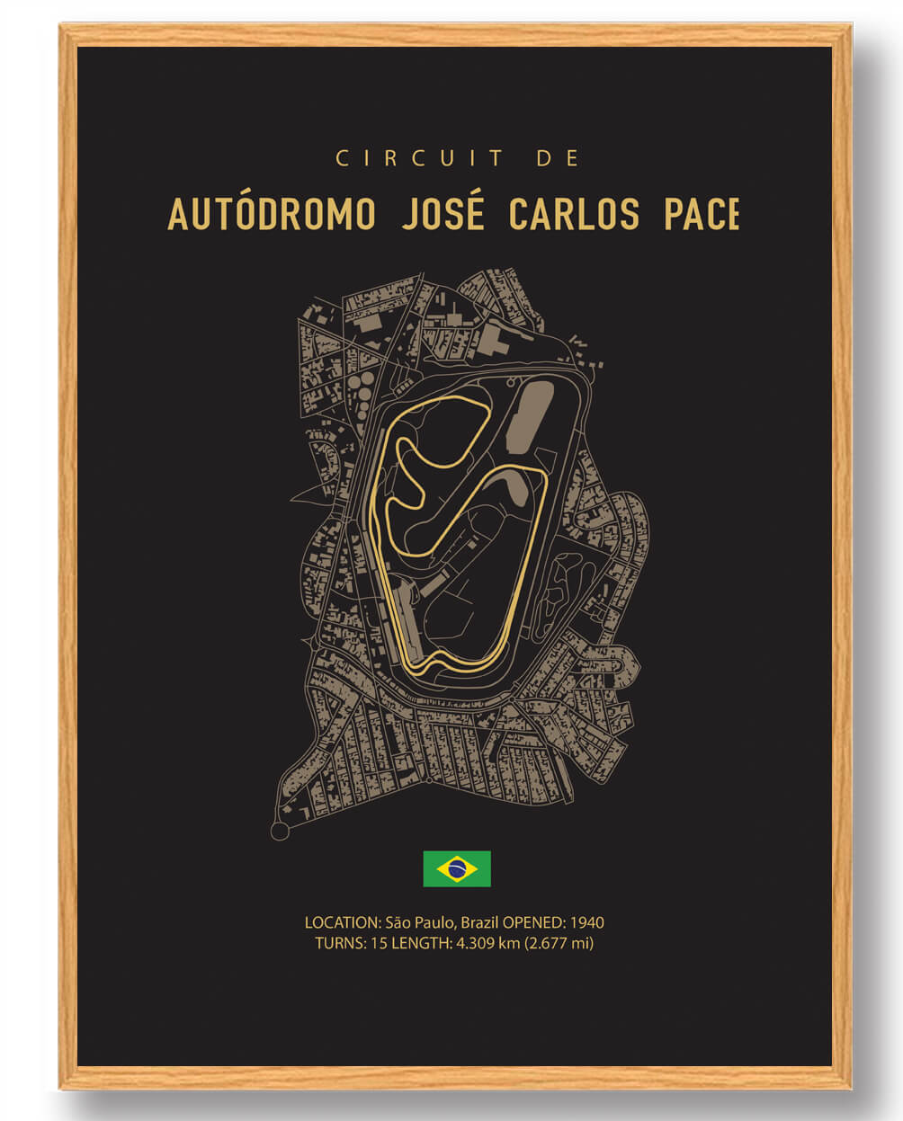 Autódromo José Carlos Pace – Formel 1 Plakat i Mørkt Design