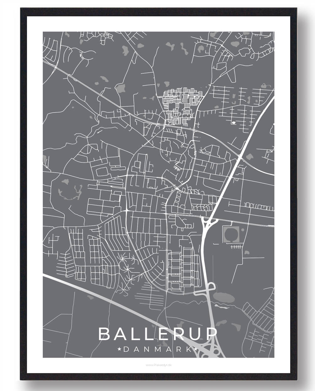 Ballerup By Plakat - Grå Dekoration til Væggen