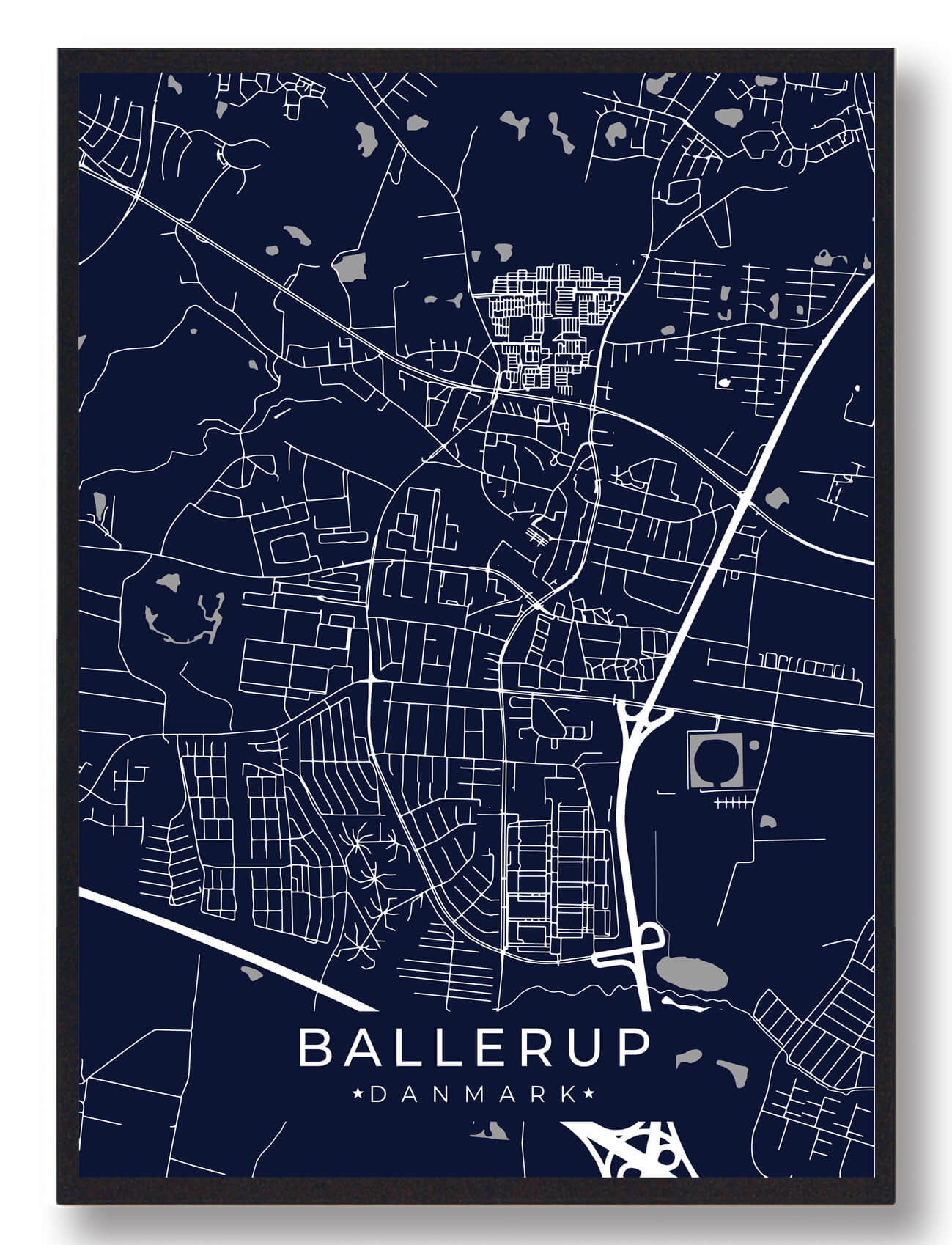 Ballerup Plakat - Mørkeblå Design til Dit Hjem