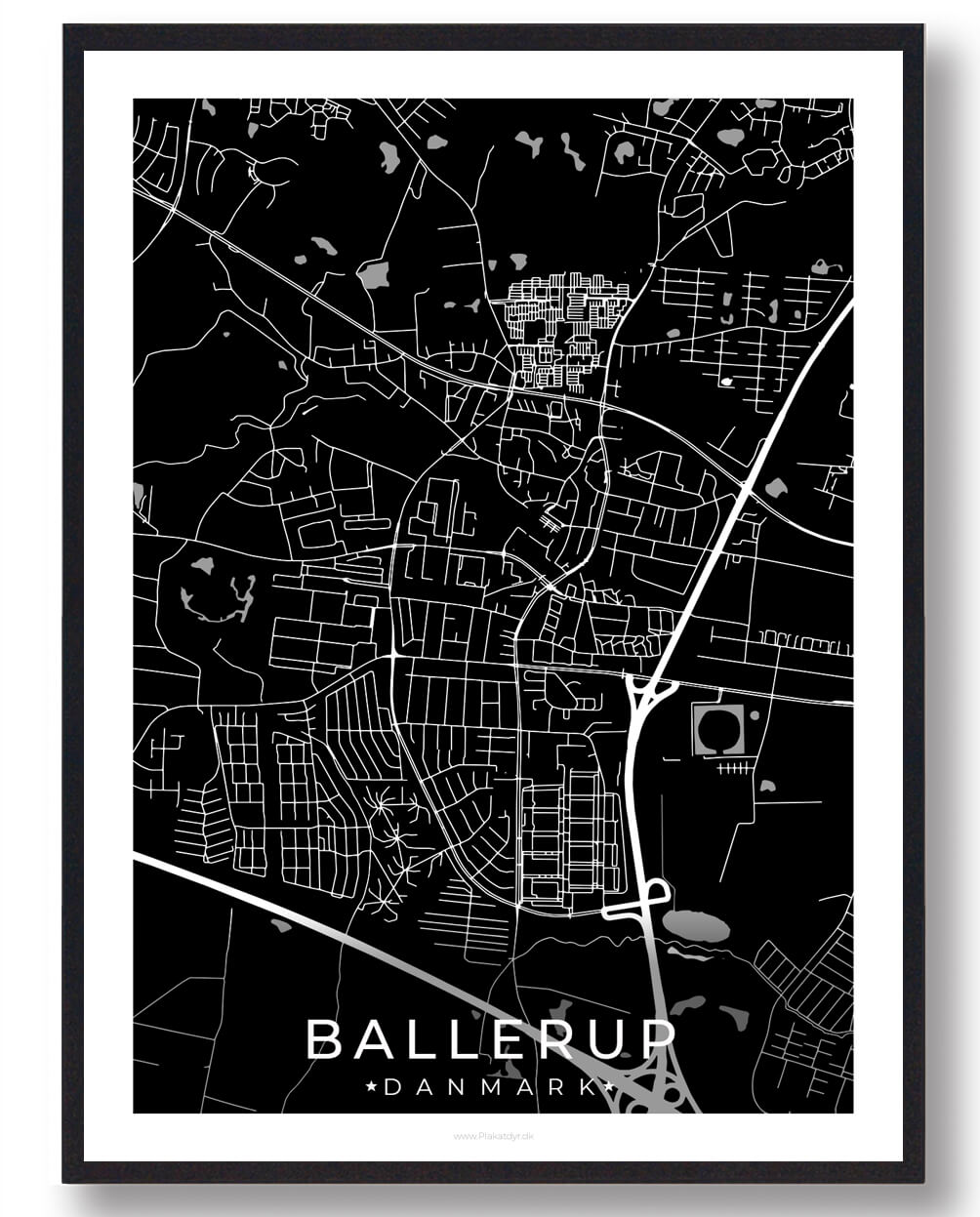 Ballerup By Plakat - Sort Dekoration til Væggen
