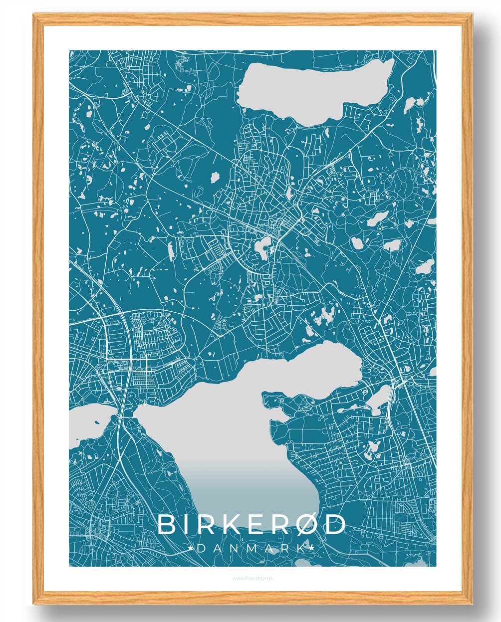 Birkerød By Plakat - Blå Design til Dit Hjem