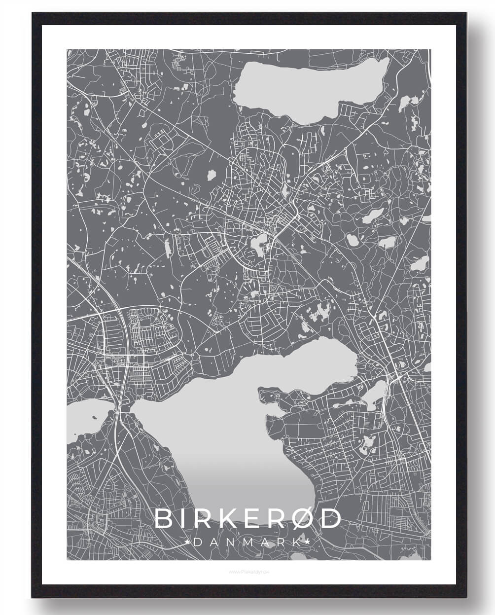 Birkerød by plakat - grå
