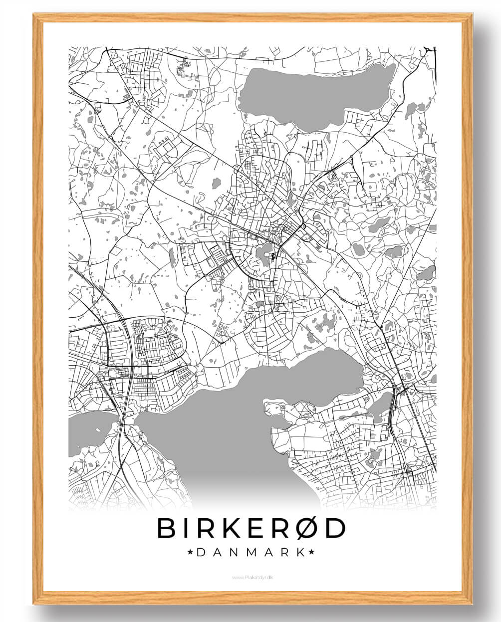 Birkerød by plakat - hvid design til dit hjem