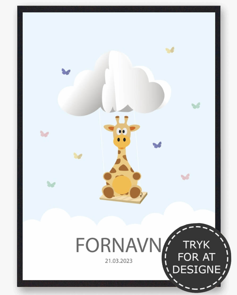 Navnetavle Giraf - Plakat til Børneværelset