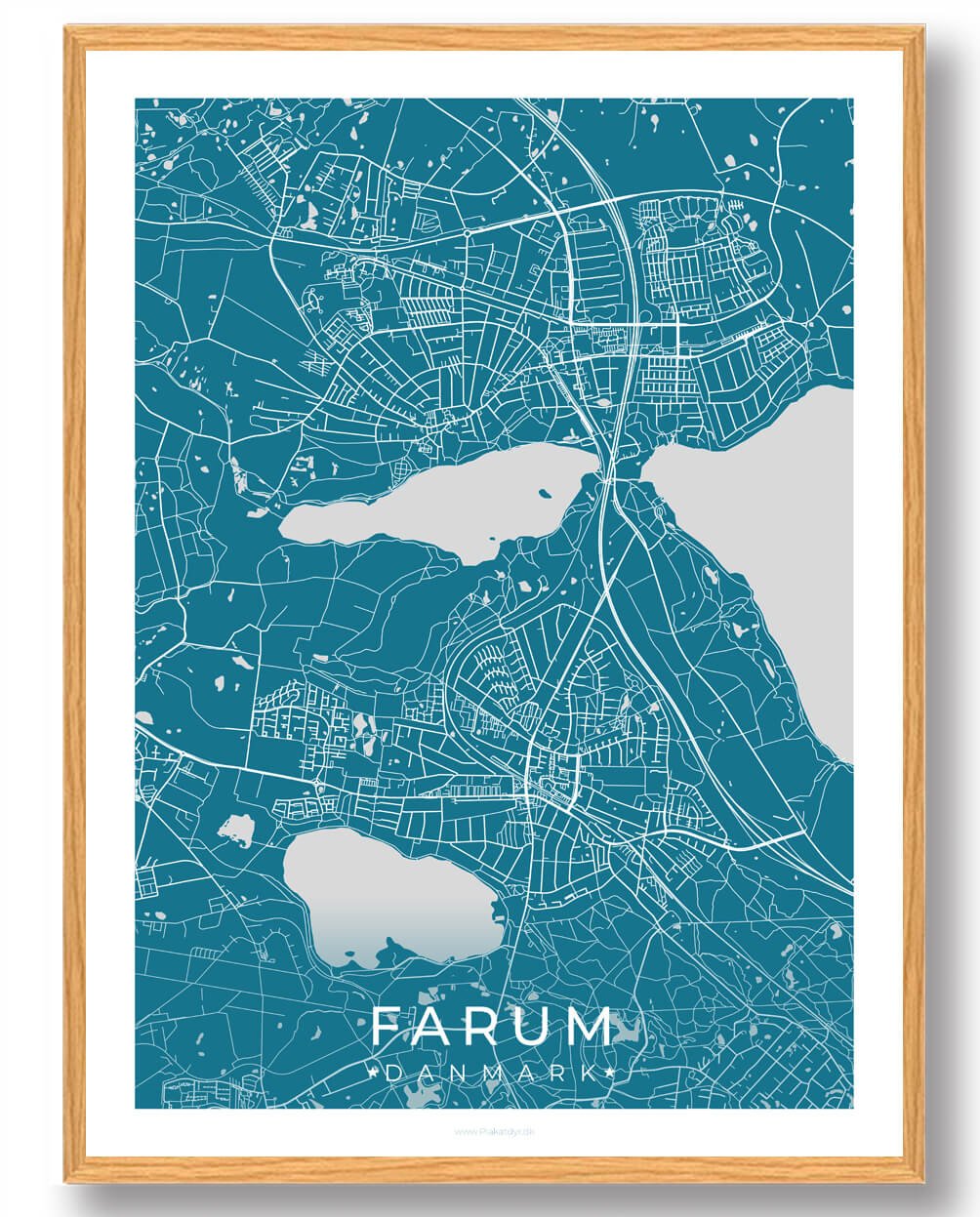 Farum By Plakat - Blå | Sjælland Kunsttryk