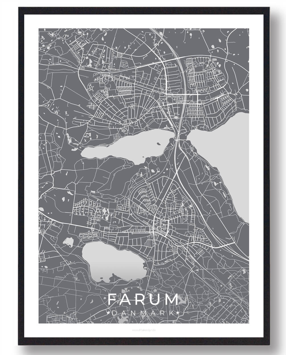 Farum By Plakat - Grå | Fantastisk tilbud!