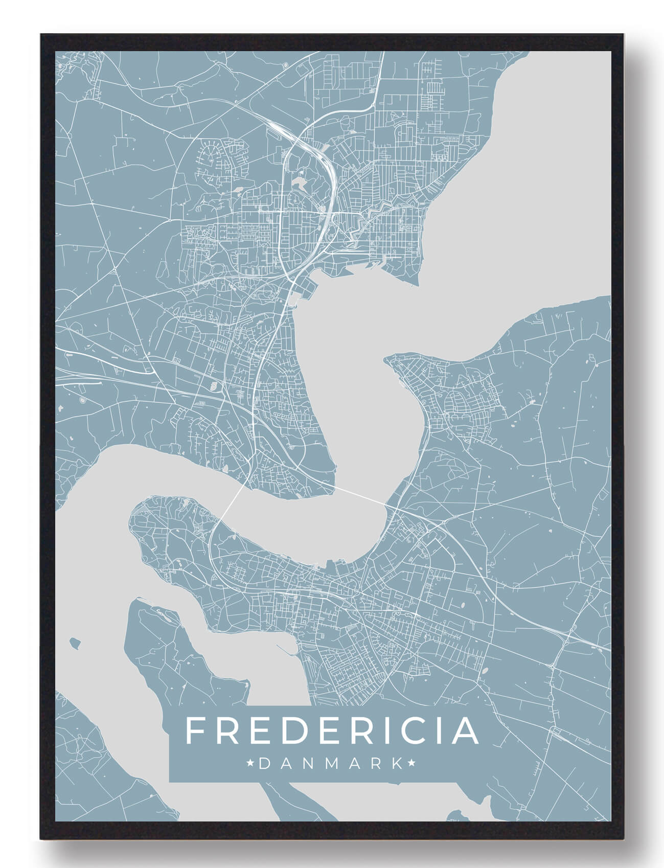 Fredericia Plakat - Lyseblå Kunstværk til Væggen