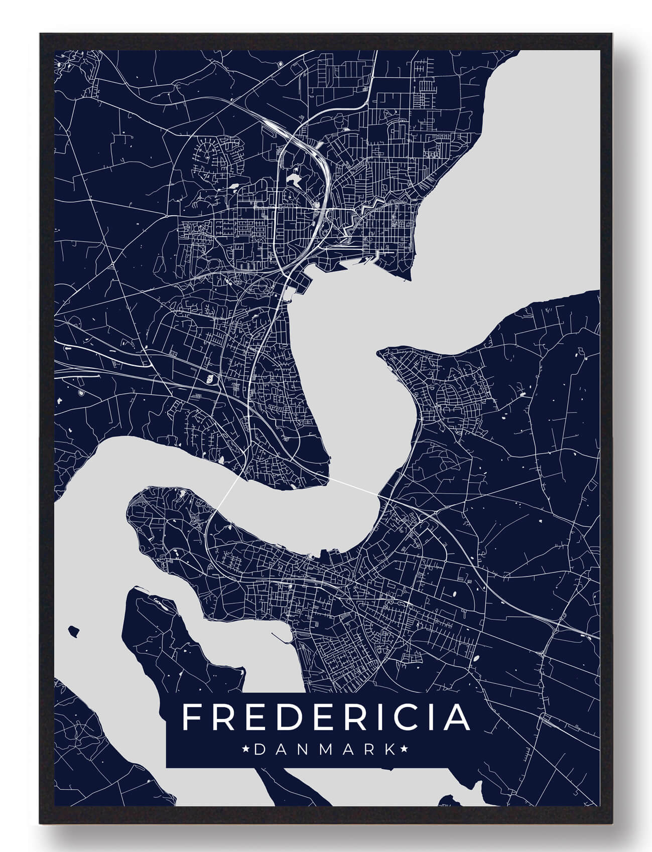 Fredericia plakat - mørkeblå