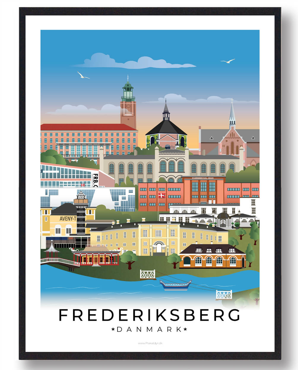 Frederiksberg byplakat med hvid kant