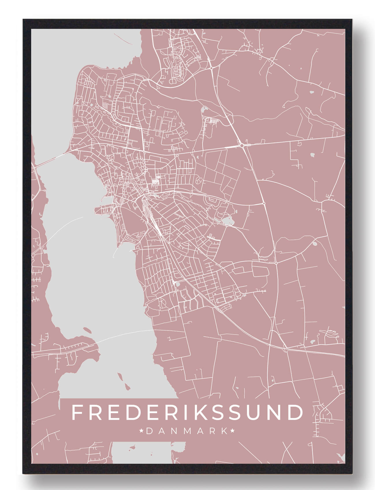 Frederikssund Plakat - Rosa Kunstværk til Dit Hjem