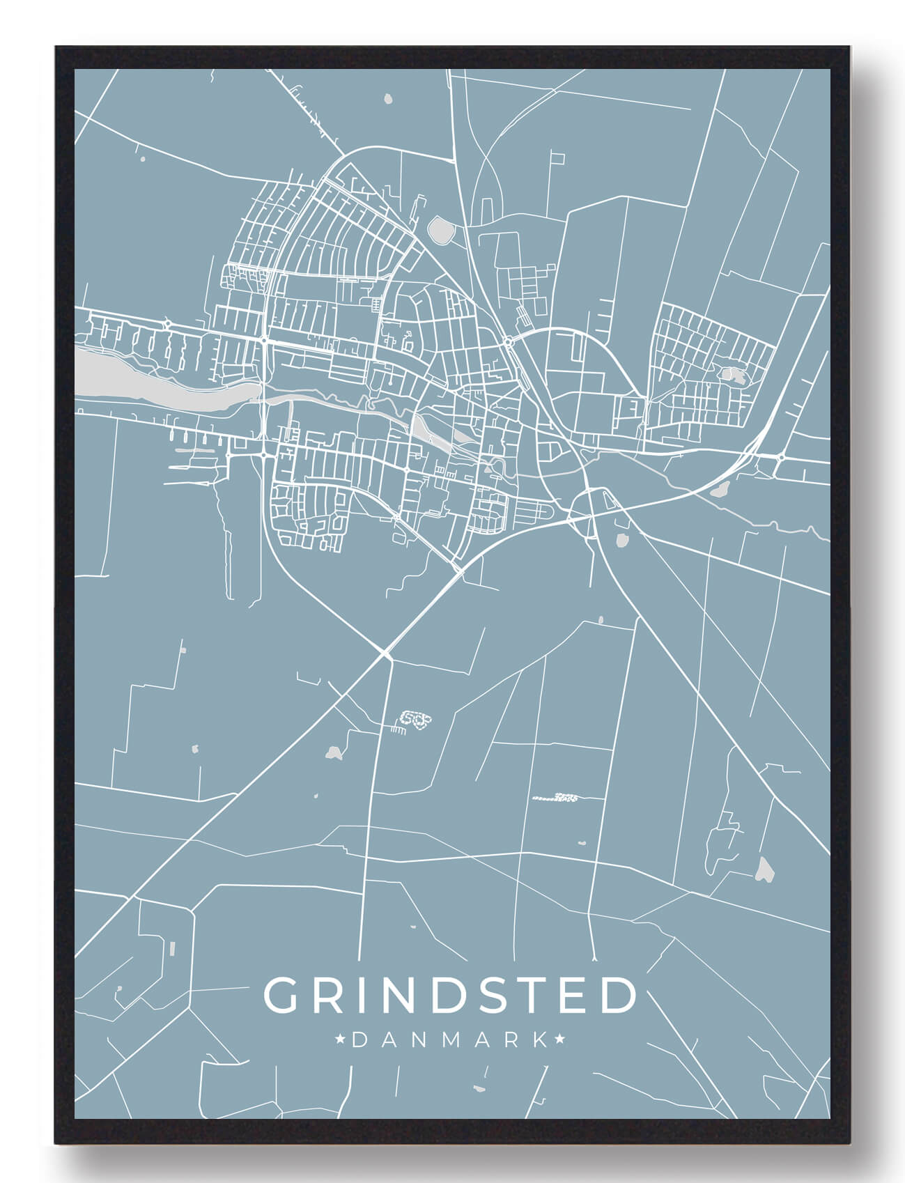 Grindsted plakat - lyseblå