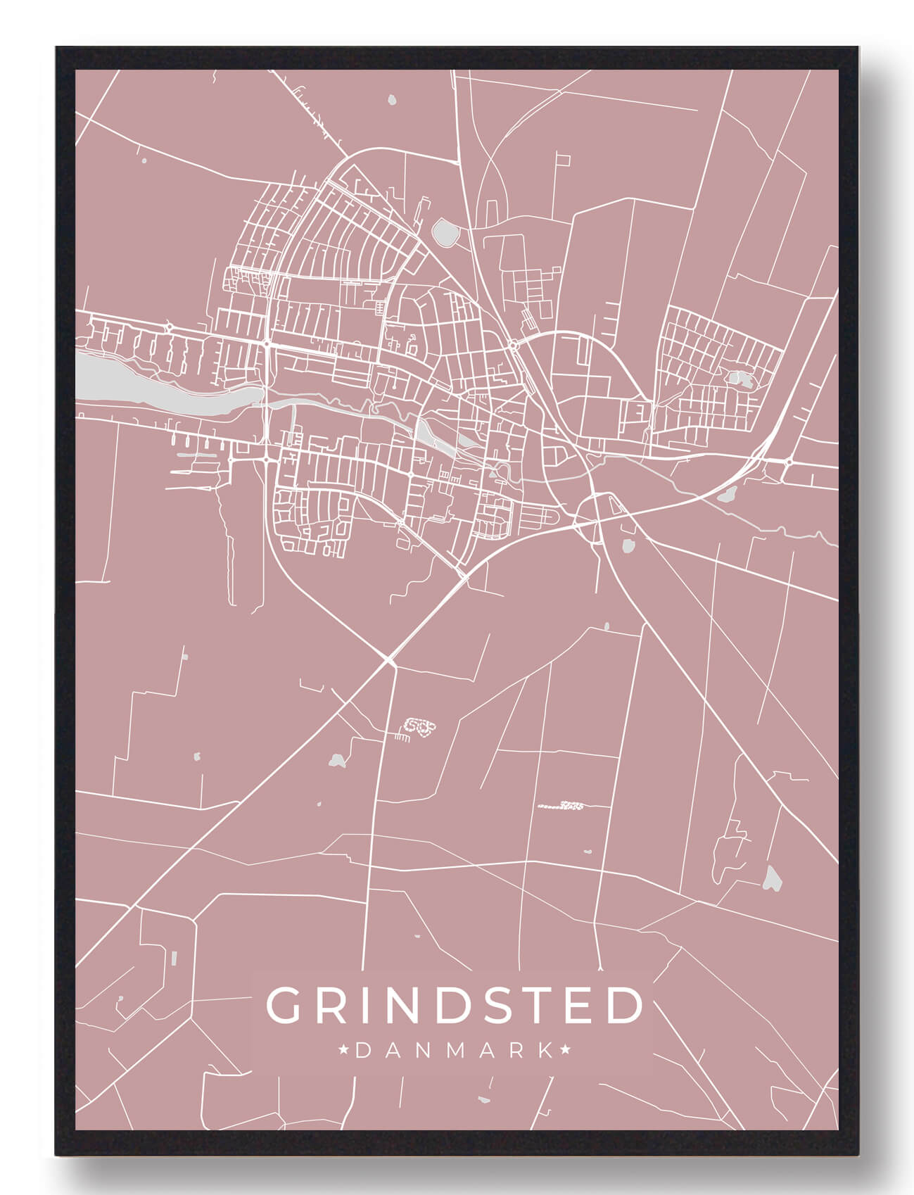 Grindsted Plakat - Rosa Design til Dit Hjem