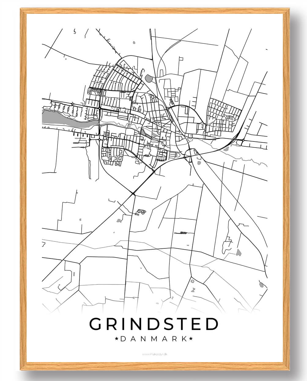 Grindsted By Plakat - Hvid Dekorativ Vægkunst