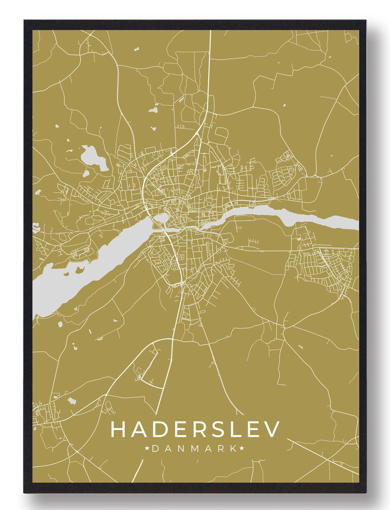 Haderslev plakat - moderne byplakat i gul