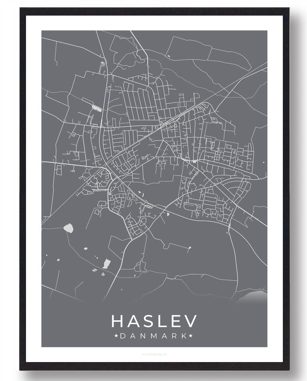 Haslev By Plakat - Grå til dit hjem