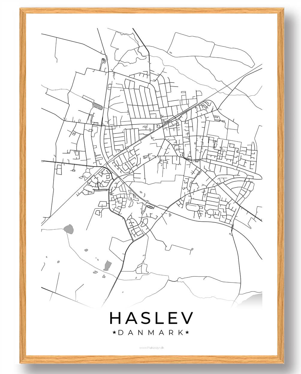 Haslev By Plakat - Hvid til Dit Hjem