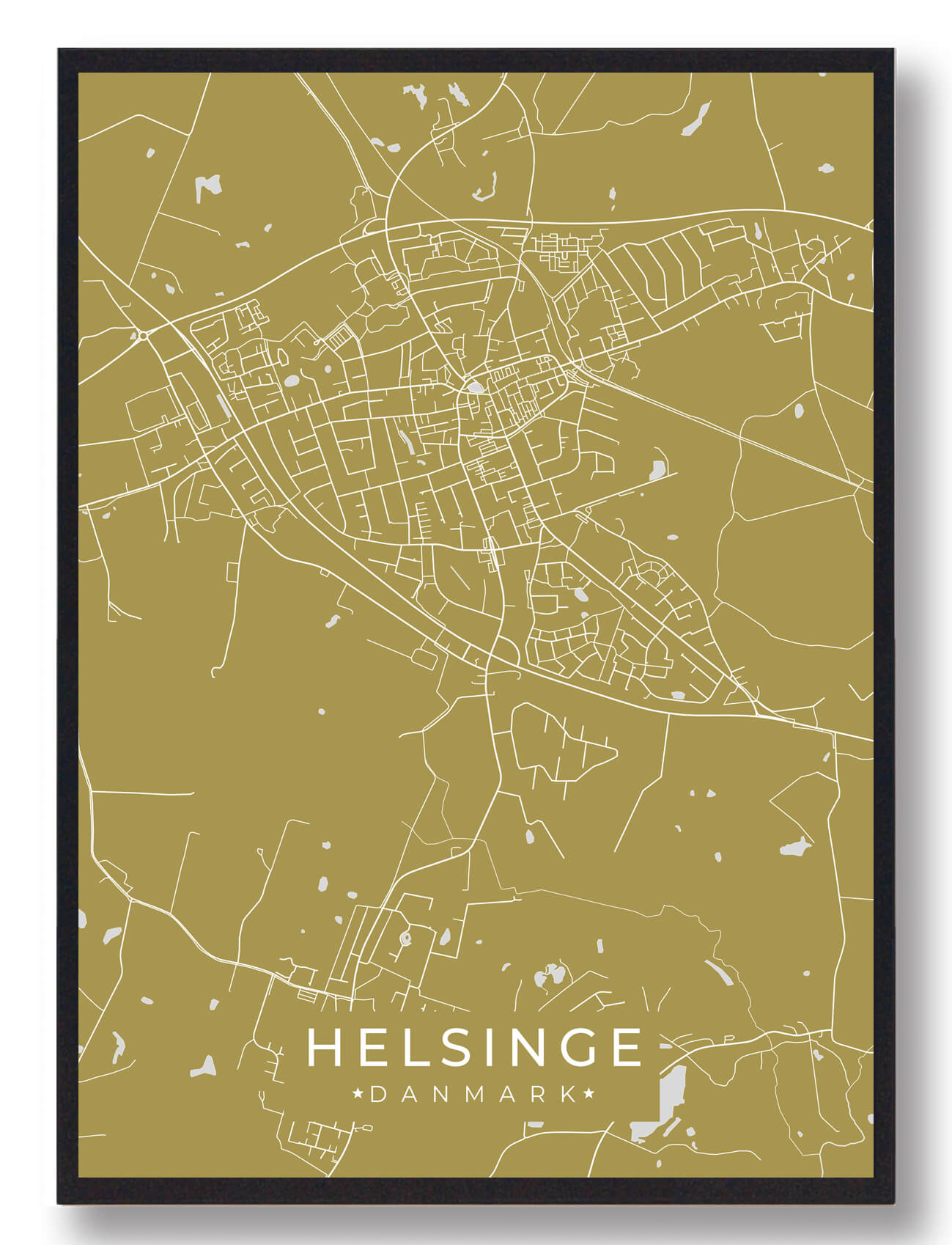 Helsinge Plakat - Gul fra Plakatdyr.dk på tilbud!