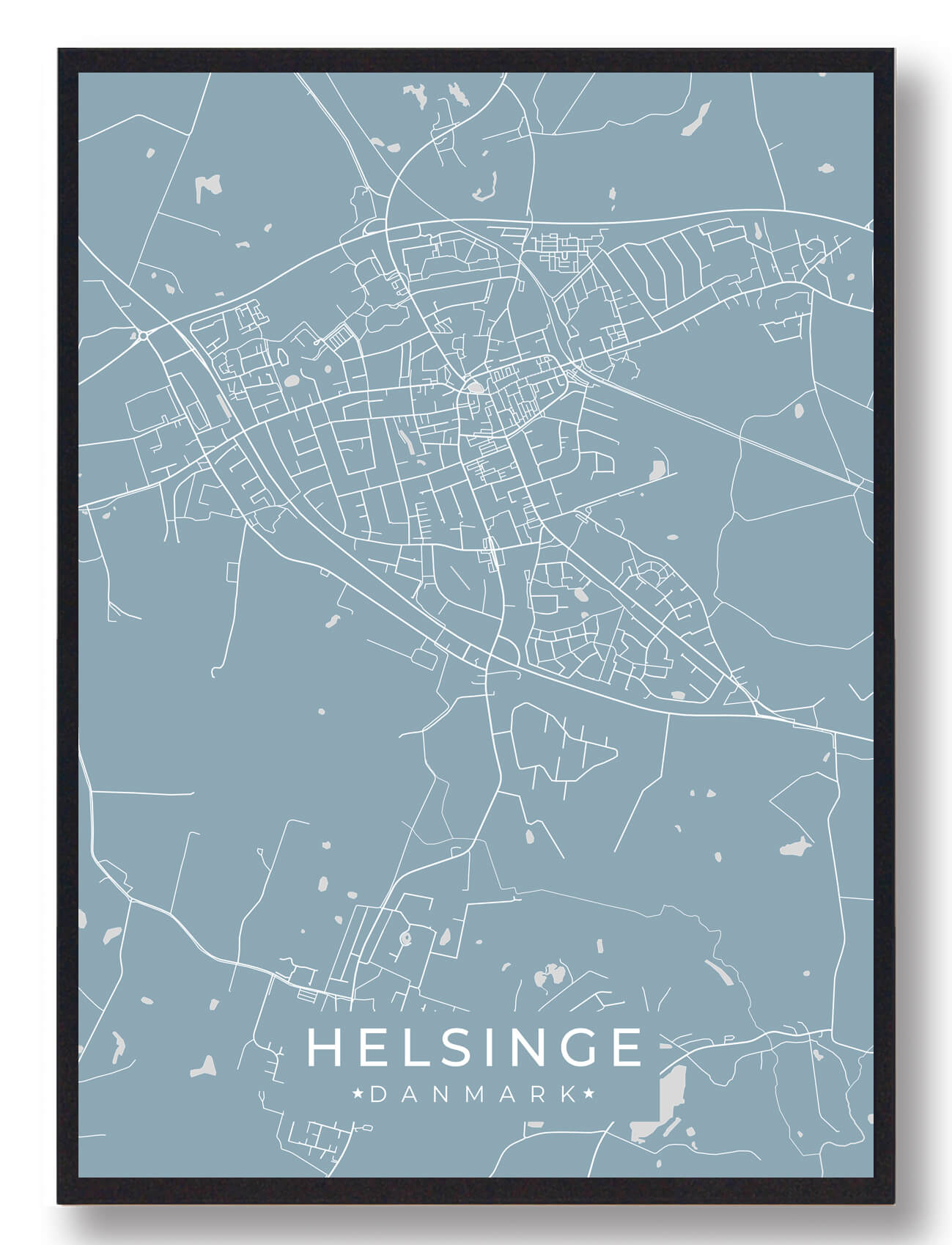 Helsinge plakat - lyseblå