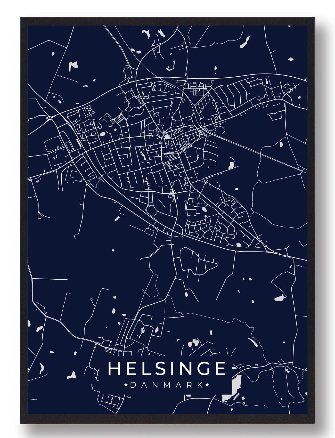 Helsinge plakat - mørkeblå