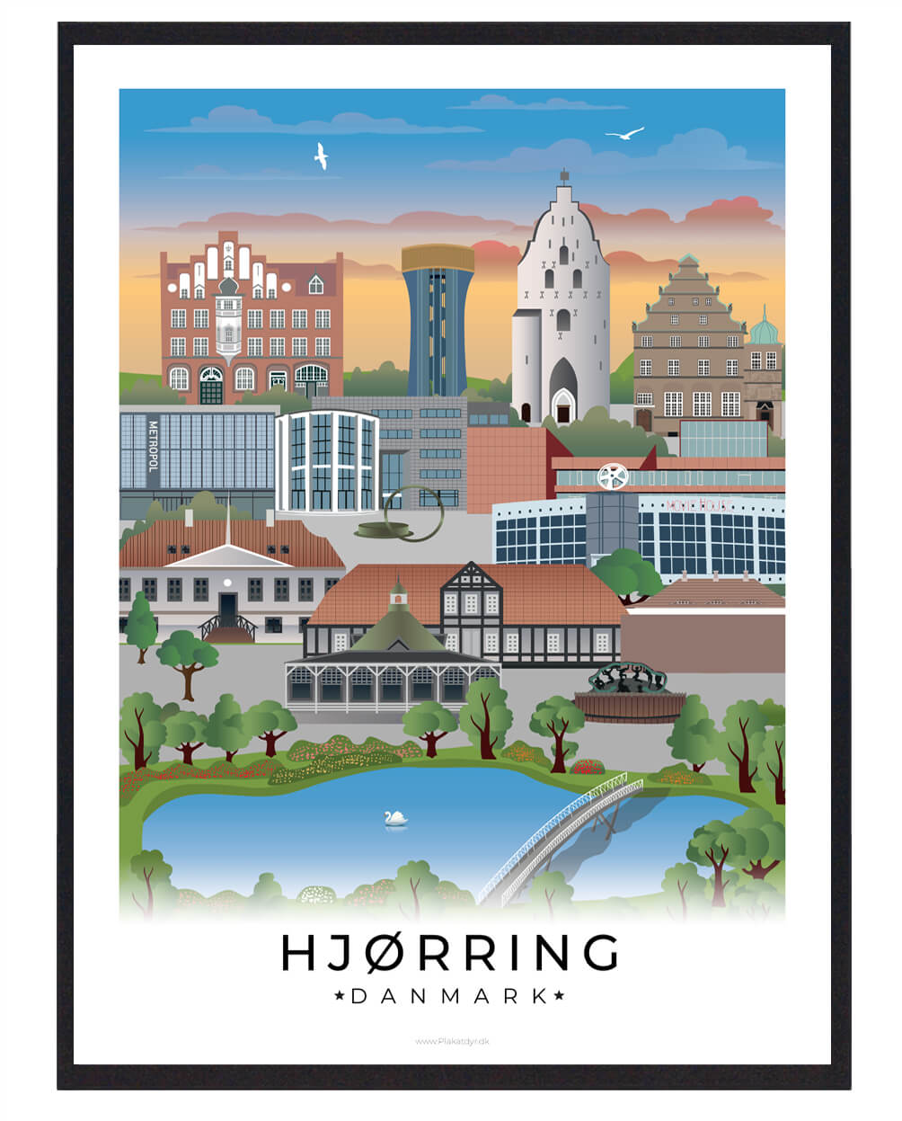 Hjørring plakat med hvid kant - Hyldest til byen