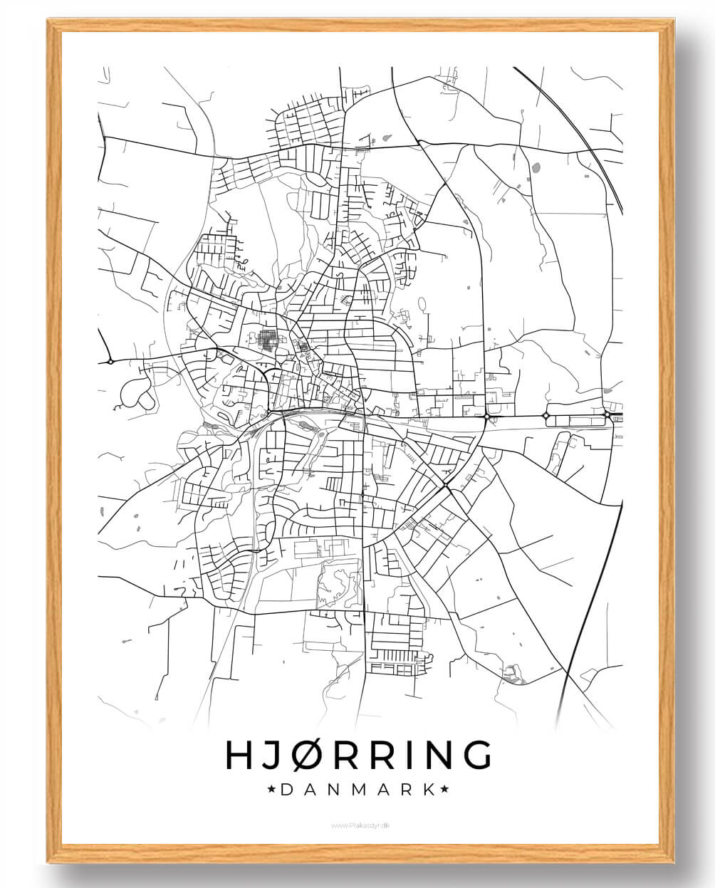 Hjørring by plakat - hvid til din indretning