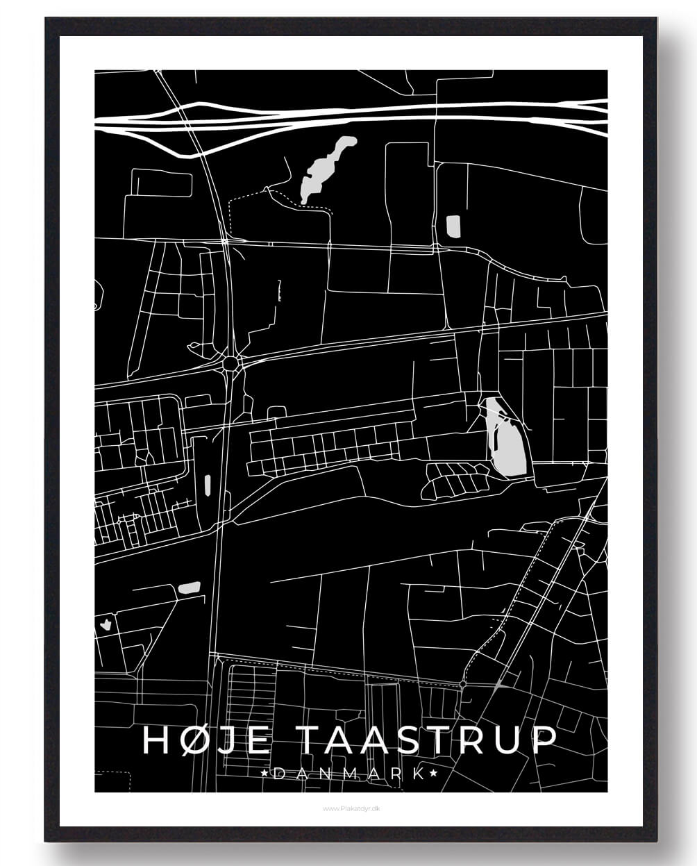 Høje-Taastrup by plakat - sort