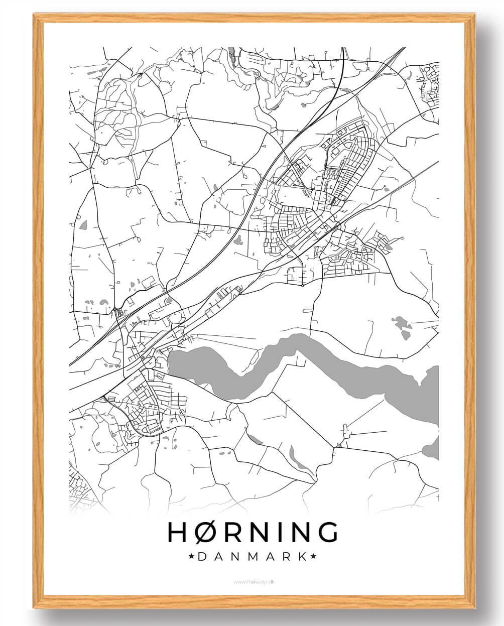 Hørning by plakat - hvid