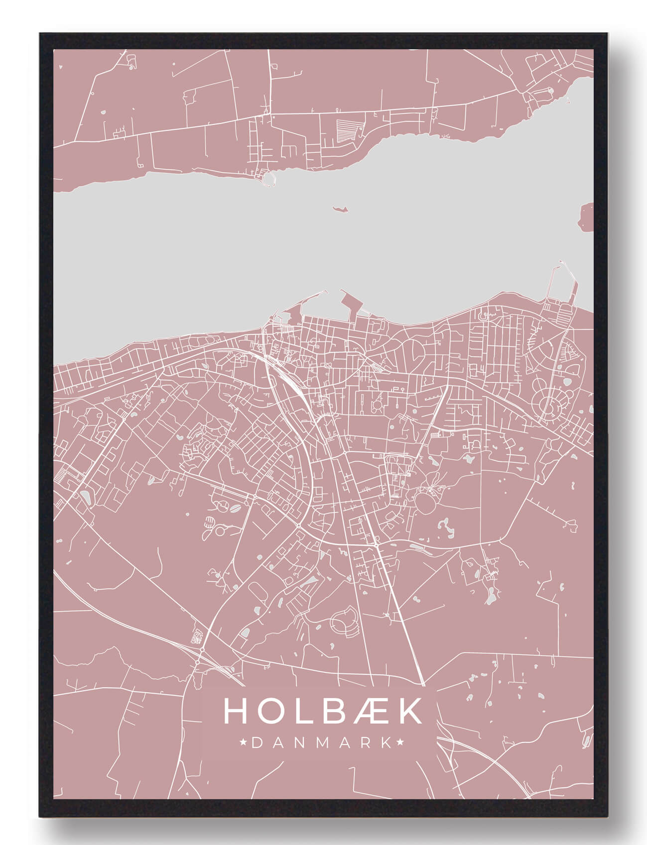 Holbæk plakat - smuk design i rosa farve
