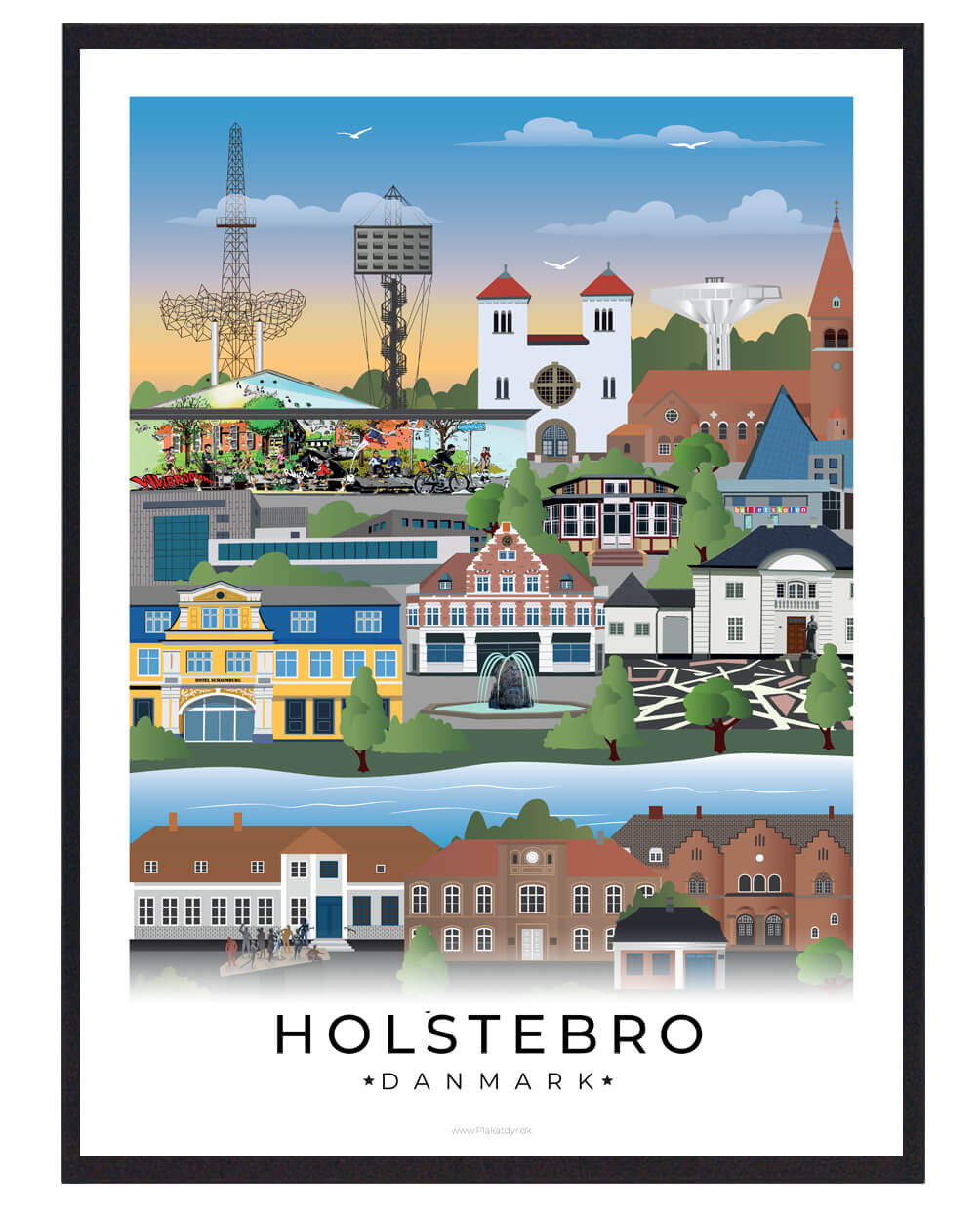 Holstebro byplakat med hvid kant - unik indretning!