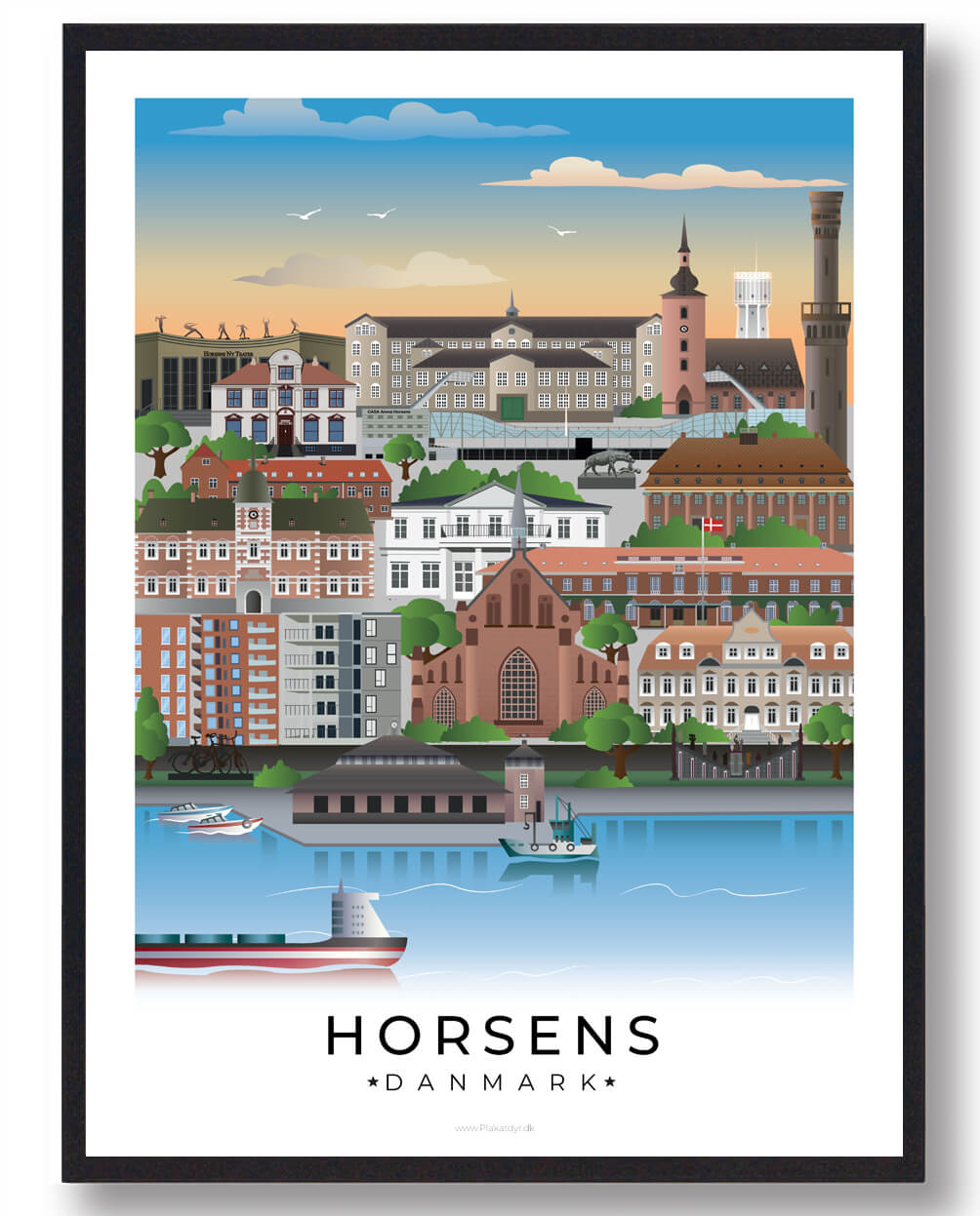 Horsens plakat med hvid kant