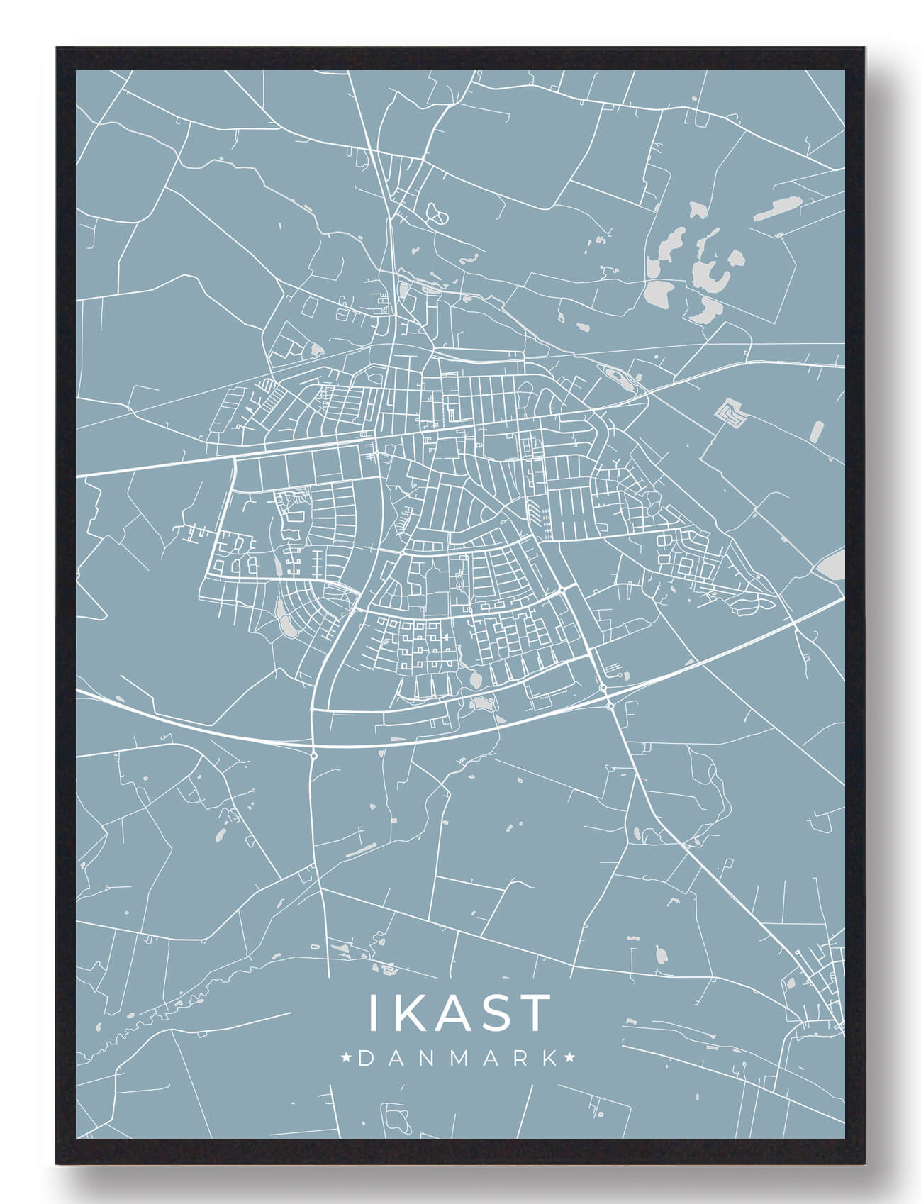 Ikast byplakat - lyseblå design til dit hjem