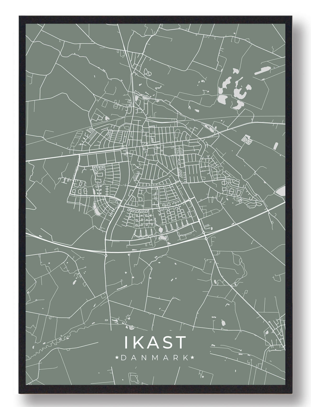 Ikast Plakat - Grøn byplakat til dit hjem
