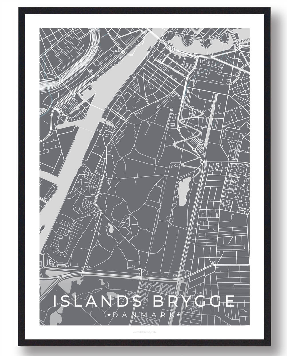 Islands Brygge Plakat - Grå Design til Dit Hjem