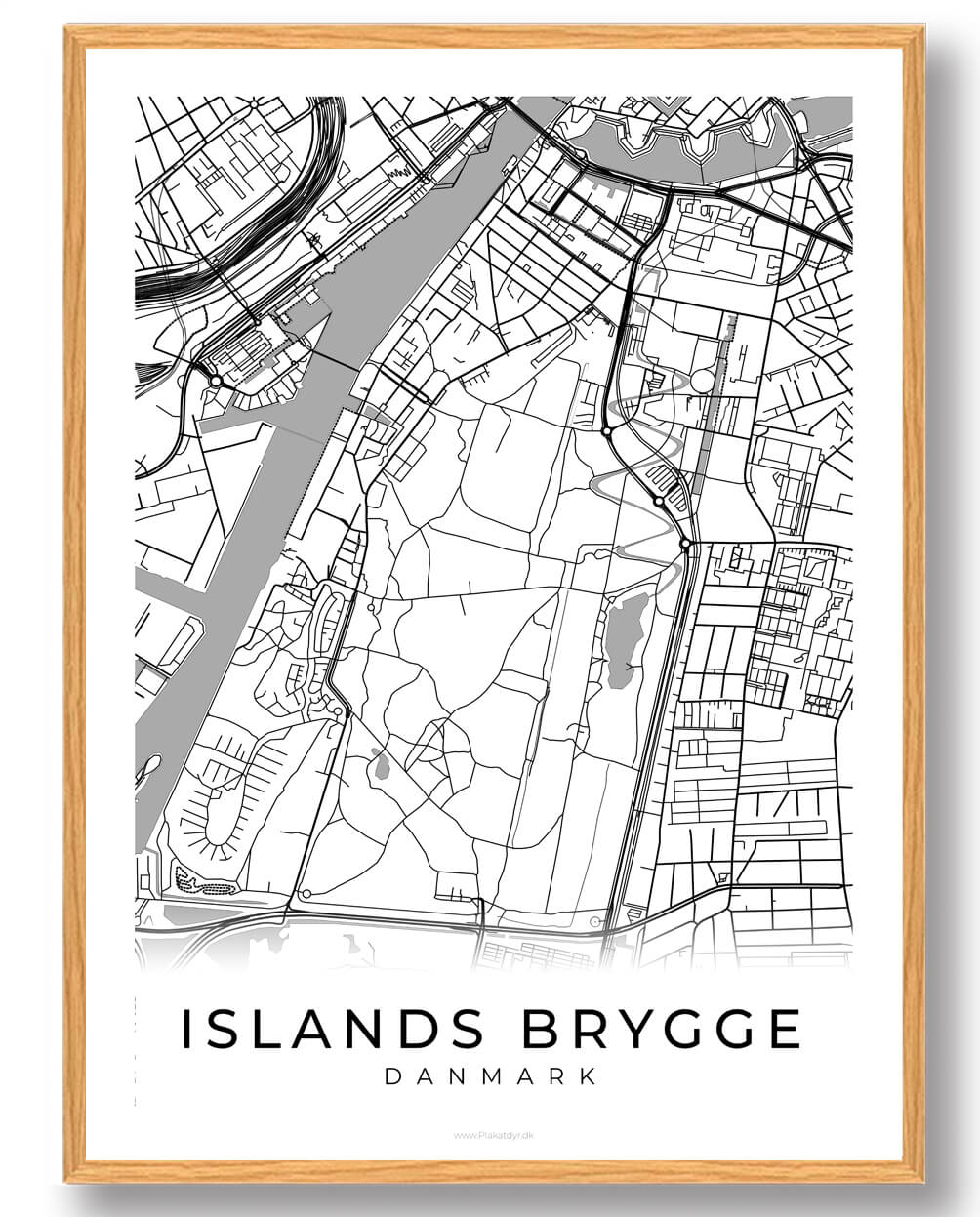 Islands Brygge byplakat – Hvid dekoration til hjemmet