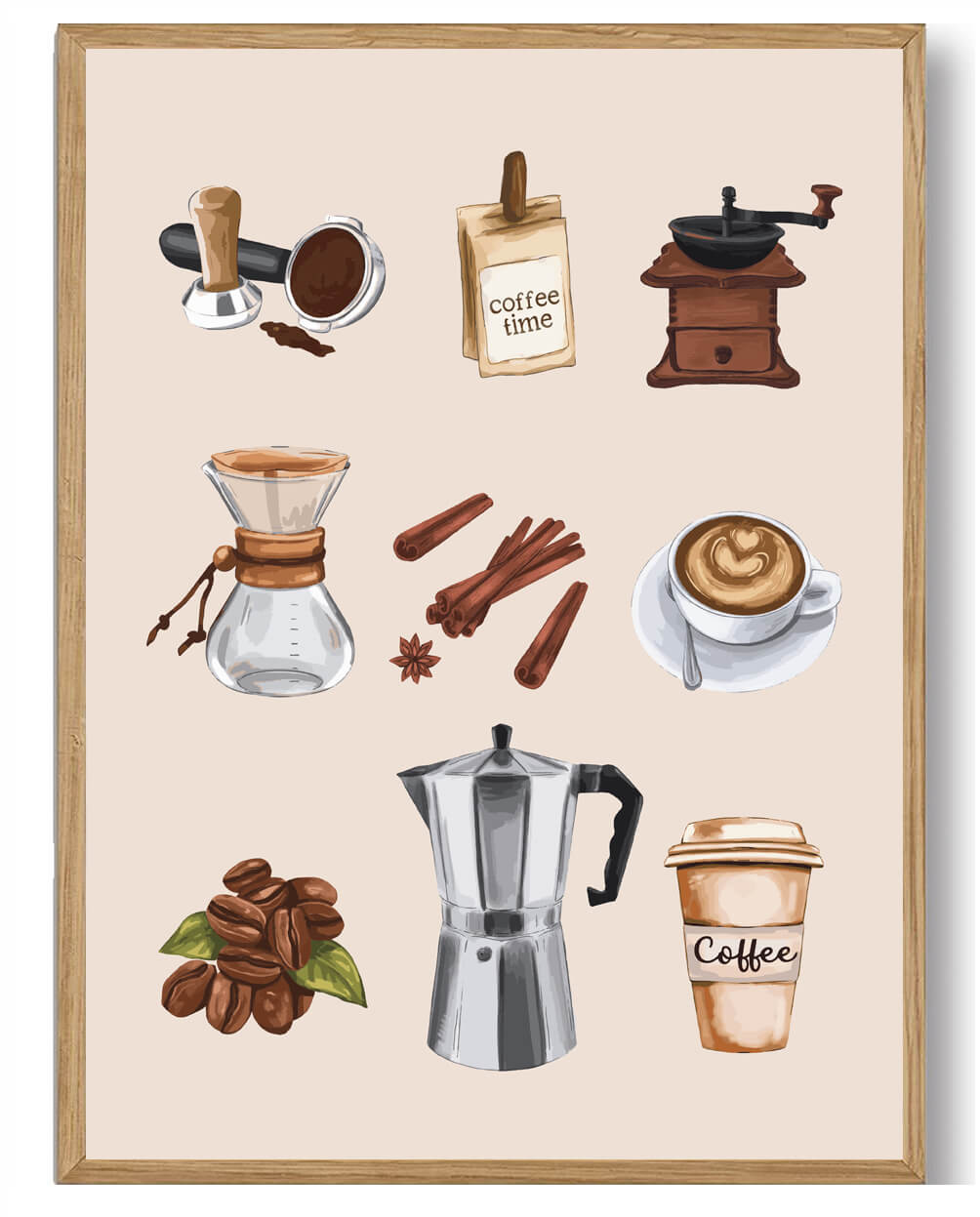 Kaffeplakat til dit køkken - Grafisk kaffeudstyr