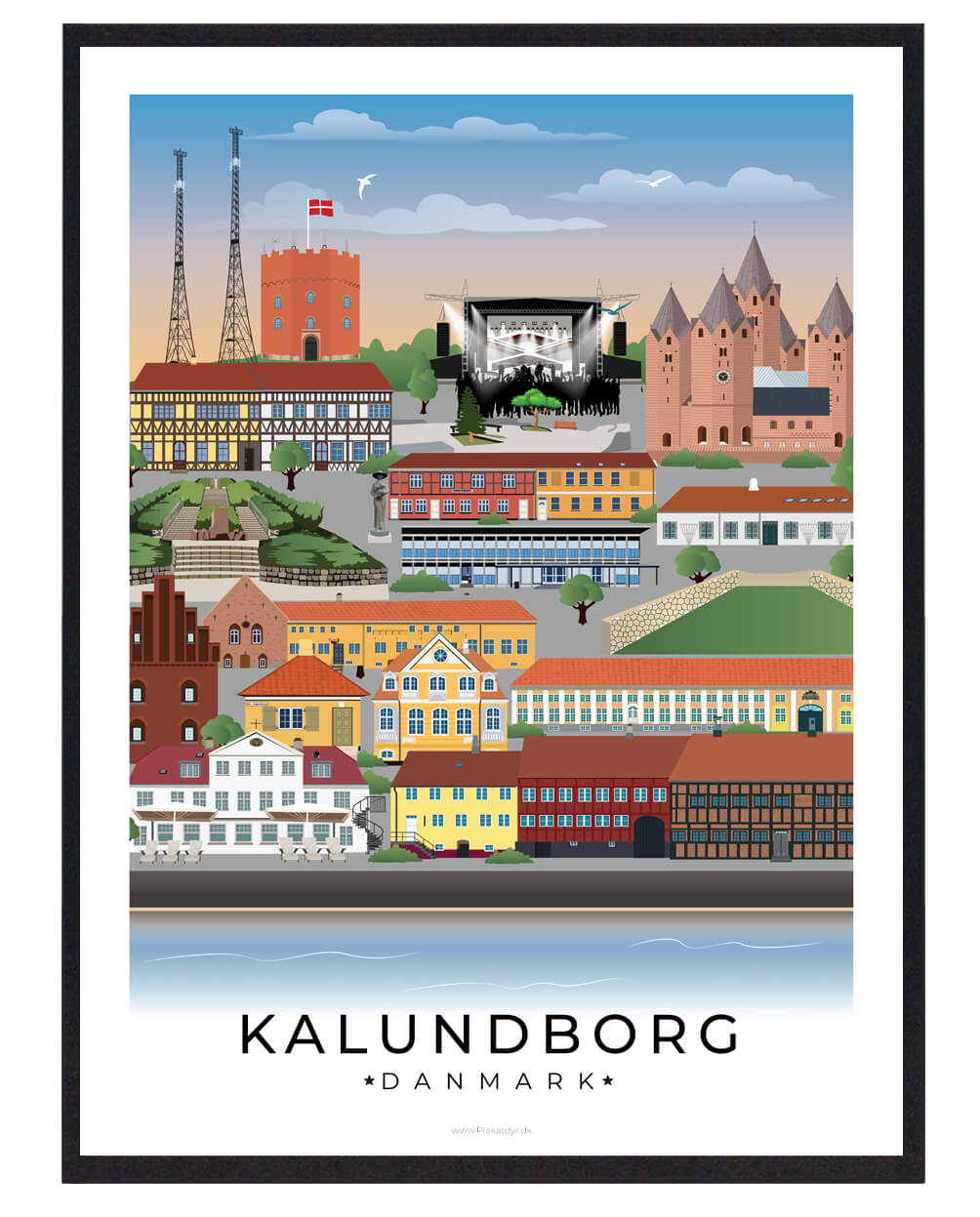 Kalundborg Plakat med Elegant Hvid Kant - Unik Indretning