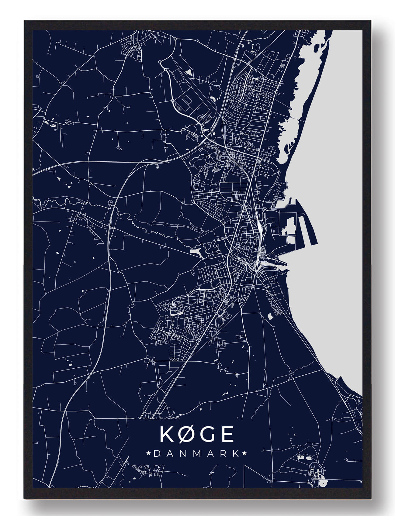 Køge Plakat - Mørkeblå til Indretning af Dit Hjem