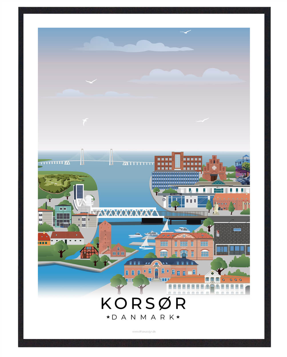 Korsør plakat med hvid kant