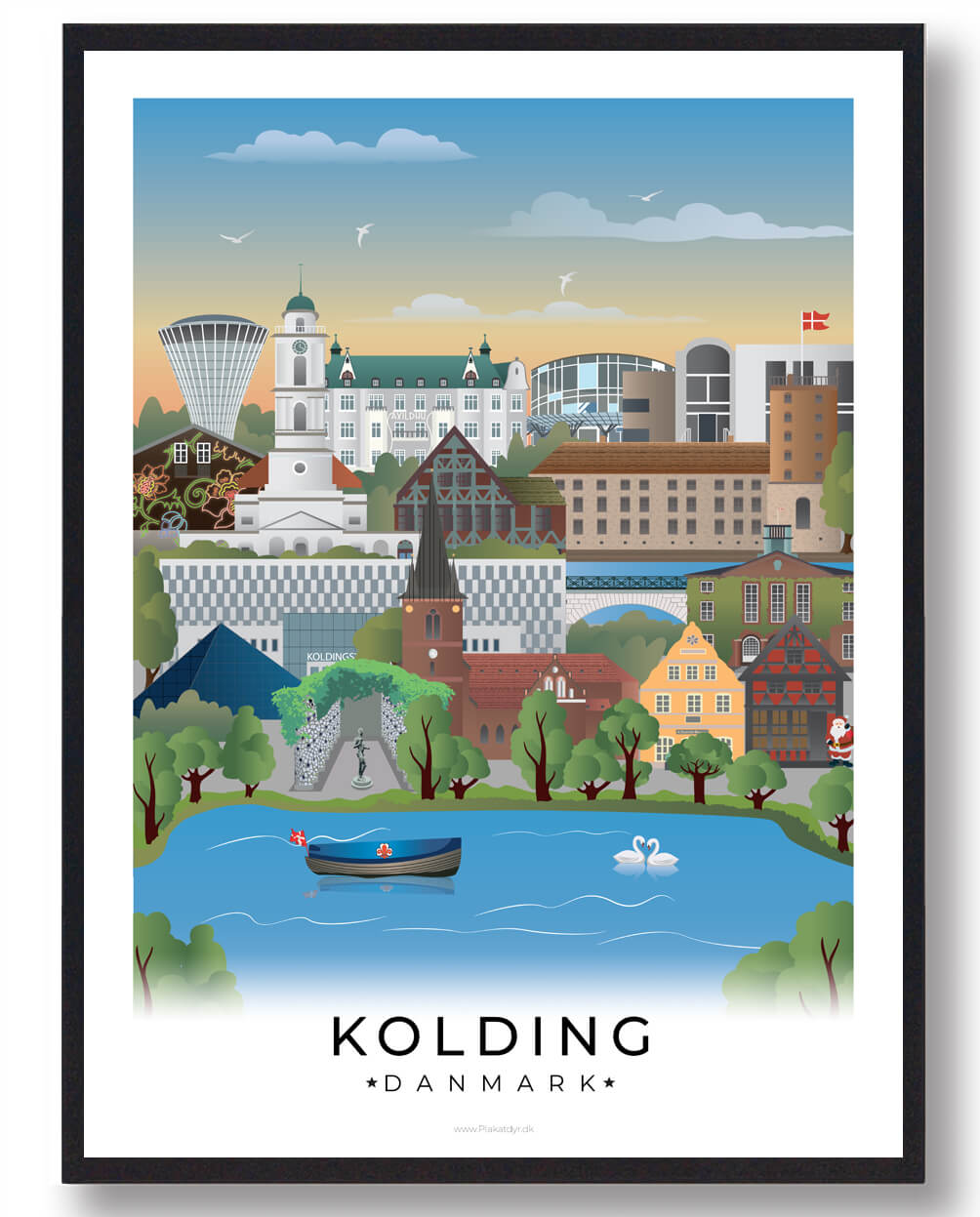 Kolding byplakat med hvid kant – unik kunst til hjemmet