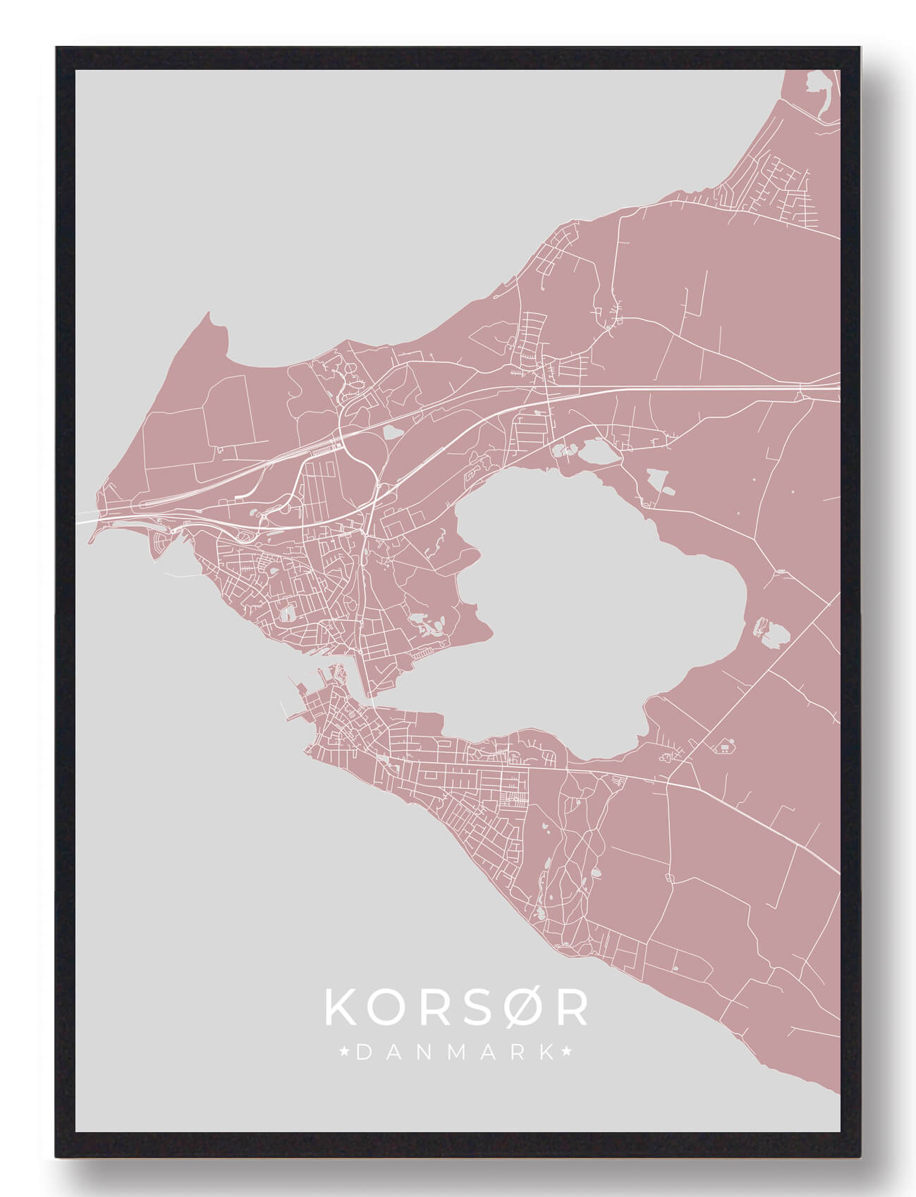 Korsør Plakat i Rosa – Moderne Kunst til Dit Hjem