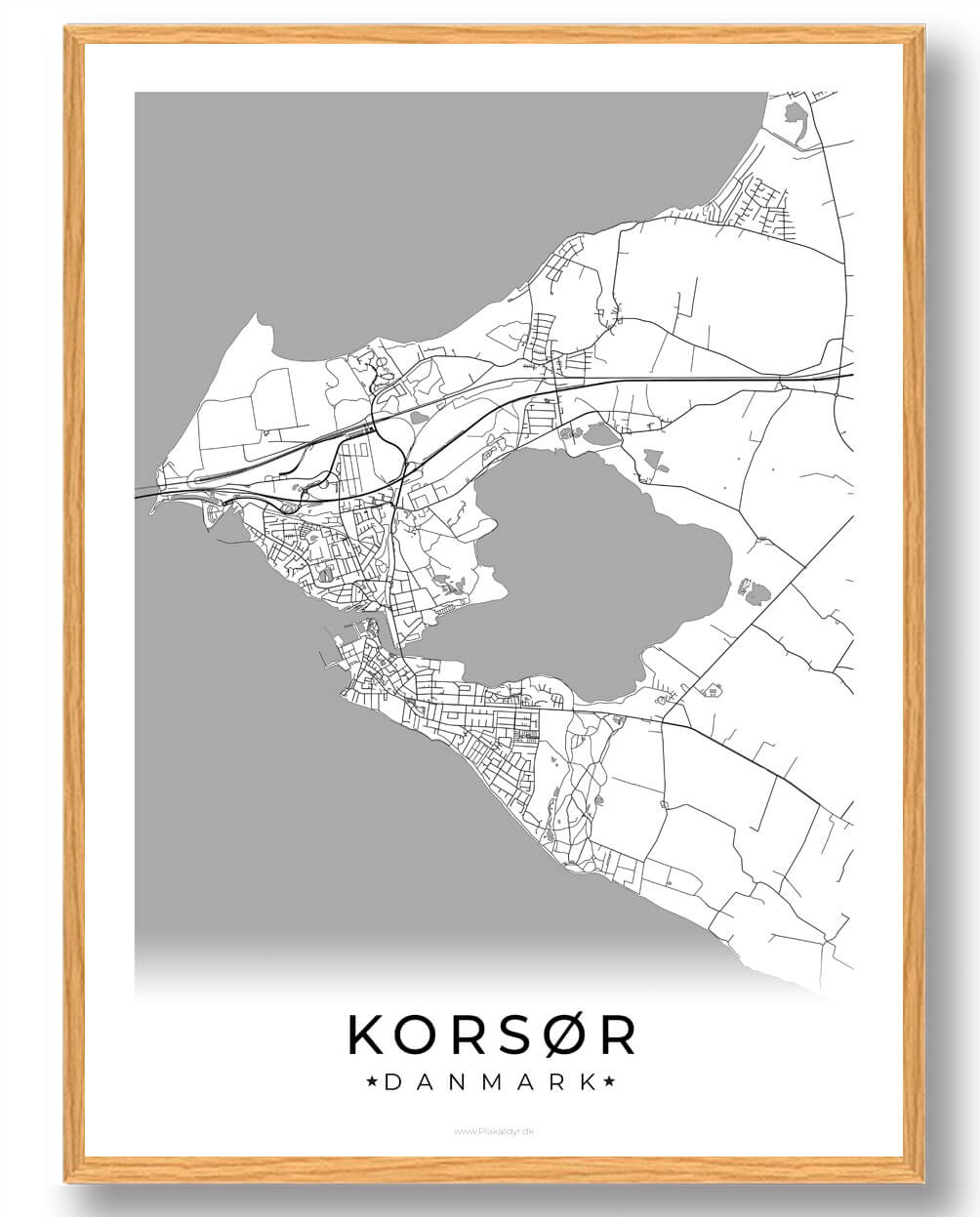 Korsør By Plakat – Hvid Vægkunst til Dit Hjem