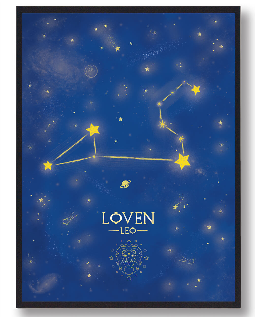 Stjernebillede Løven Plakat - Blå Design