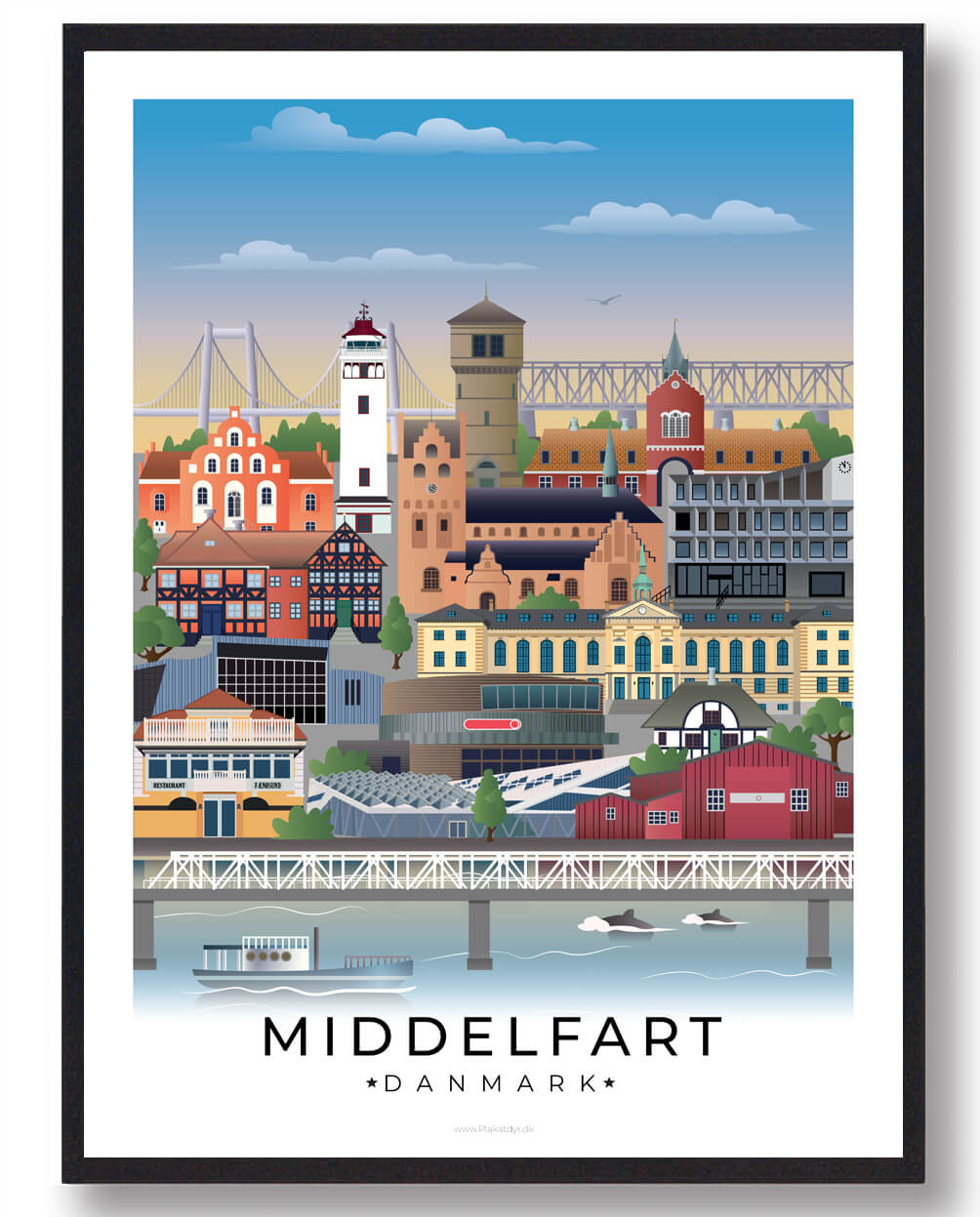Middelfart plakat med hvid kant