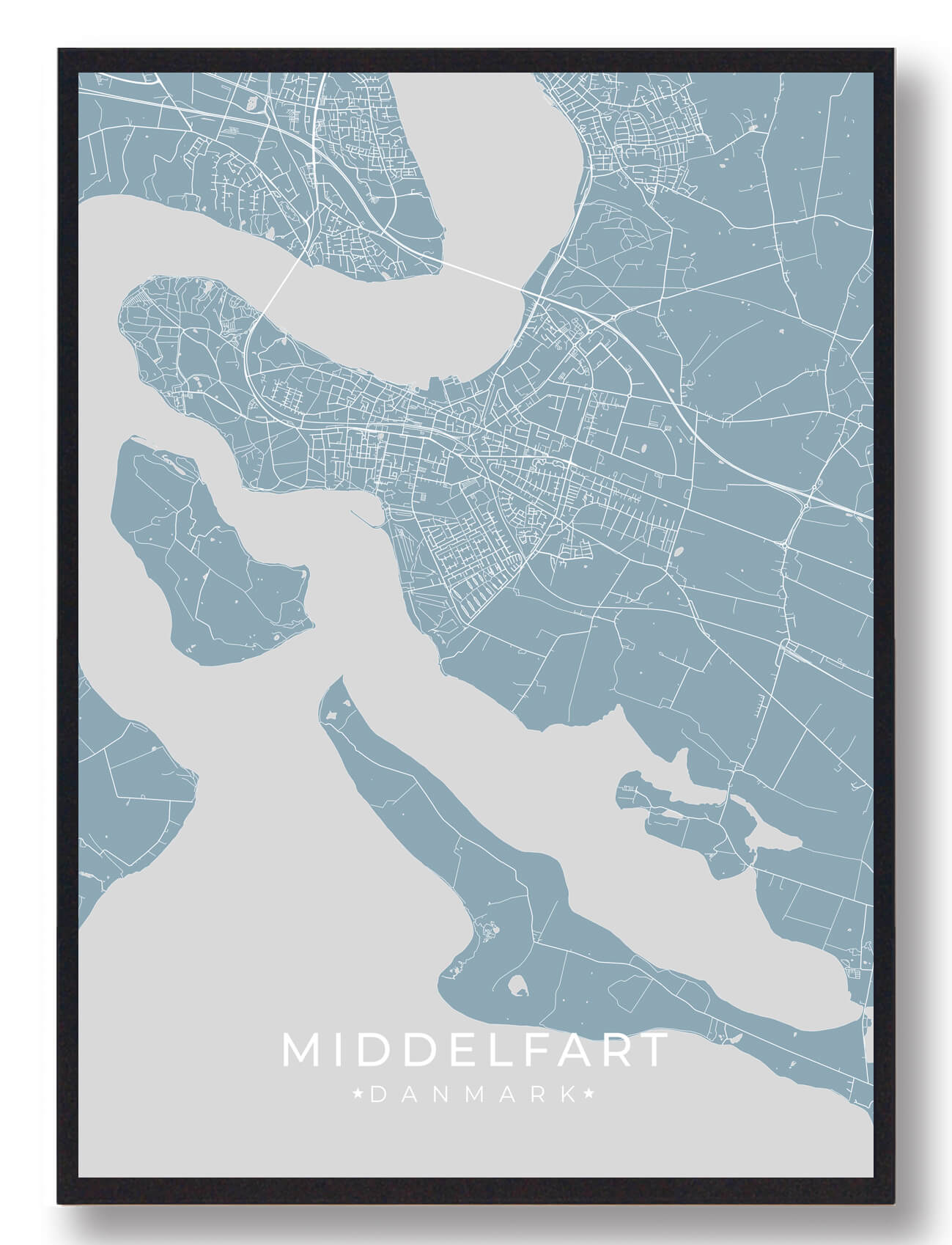Middelfart plakat - lyseblå