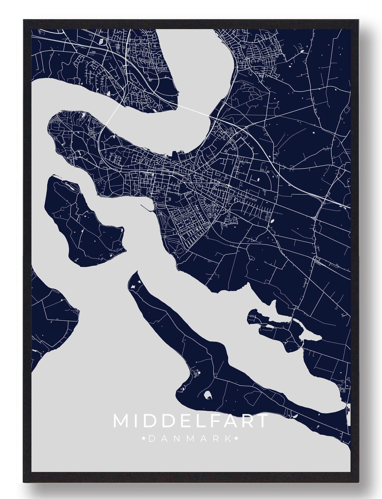 Middelfart plakat - mørkeblå
