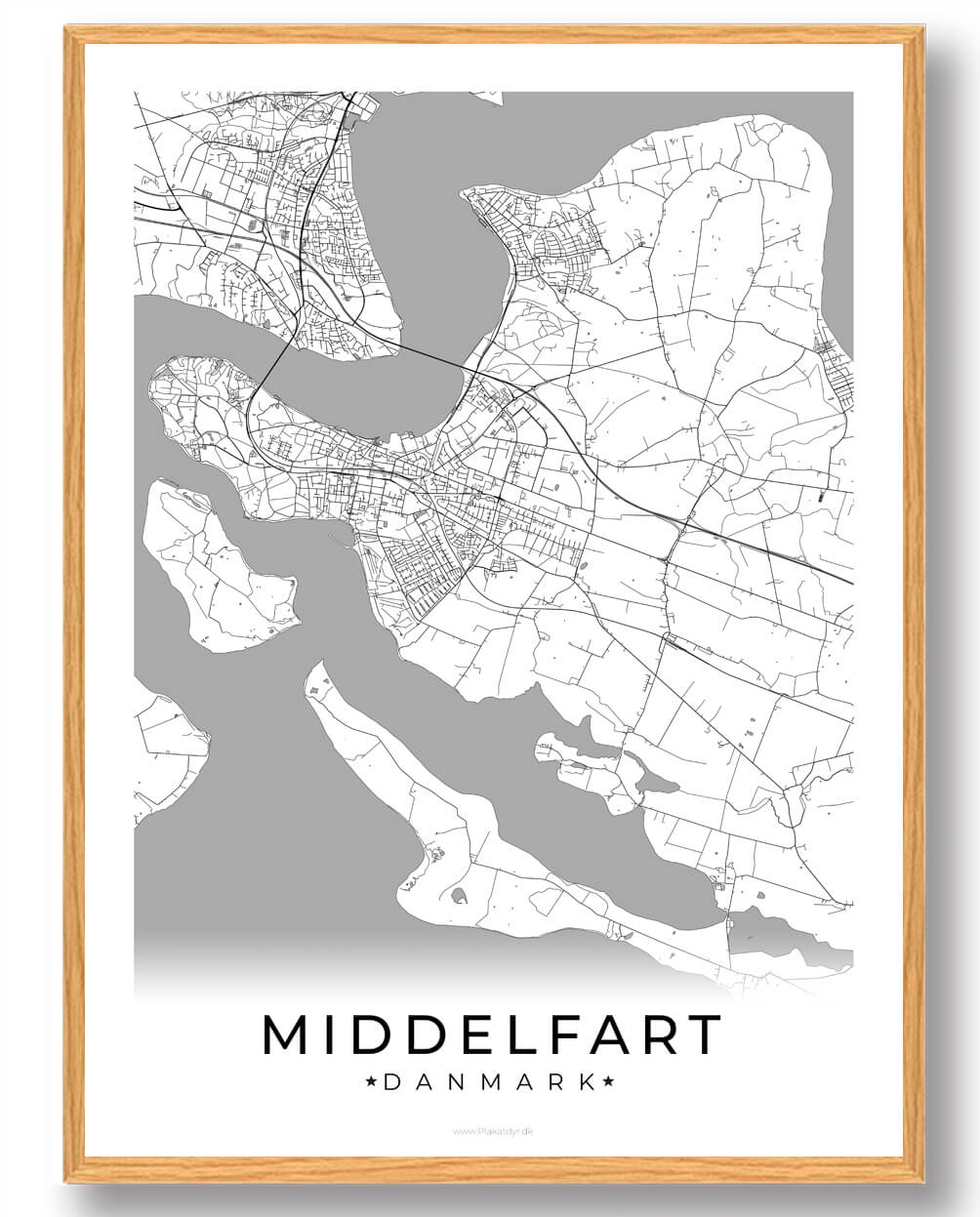 Middelfart By Plakat - Hvid Dekorativ Kunst til Hjemmet