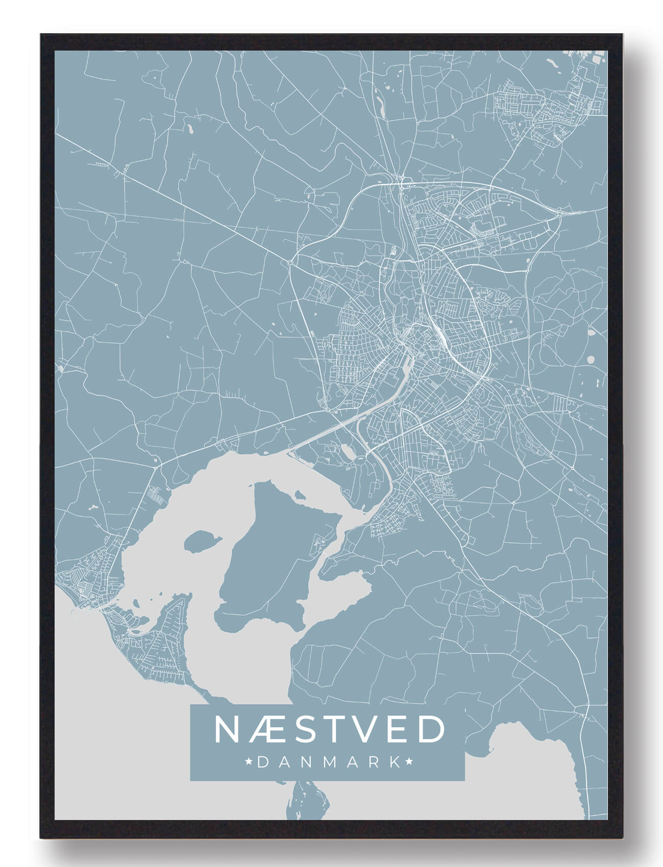 Næstved plakat - lyseblå