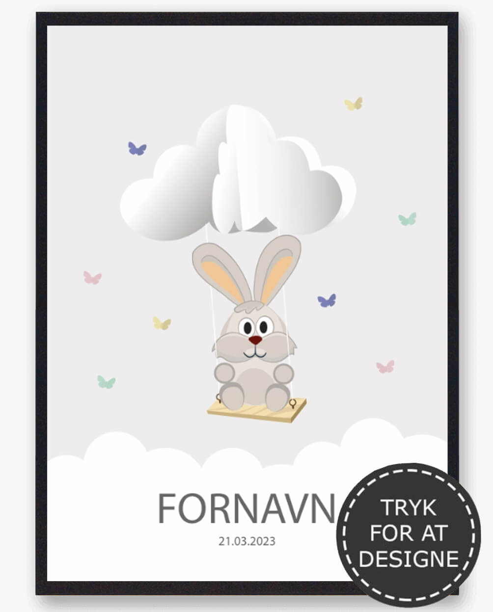 Navnetavle Plakat med Kanin - Perfekt gaveidé!