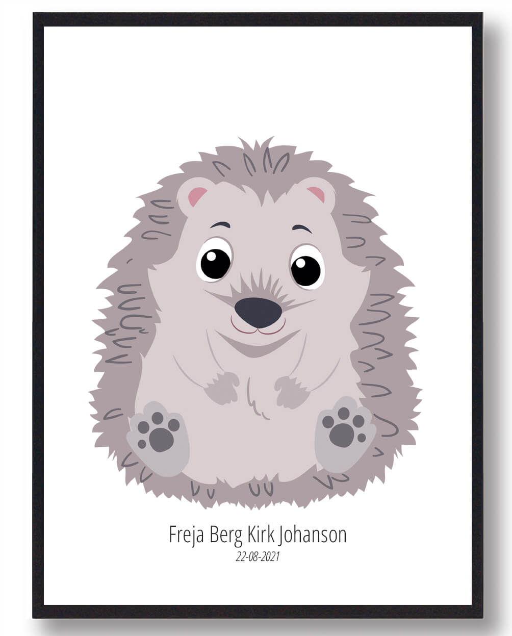 Pindsvin Navneplakat - Unik dekoration til børneværelset