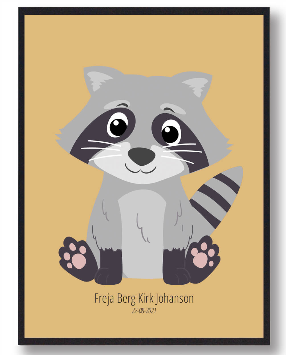 Vaskebjørn navneplakat